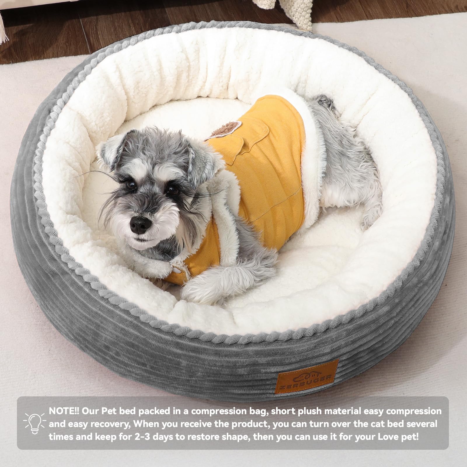 Amazon.co.jp: Zerbuger 58.4 cm 円形 猫 犬用ベッド 大型 中 小型犬用